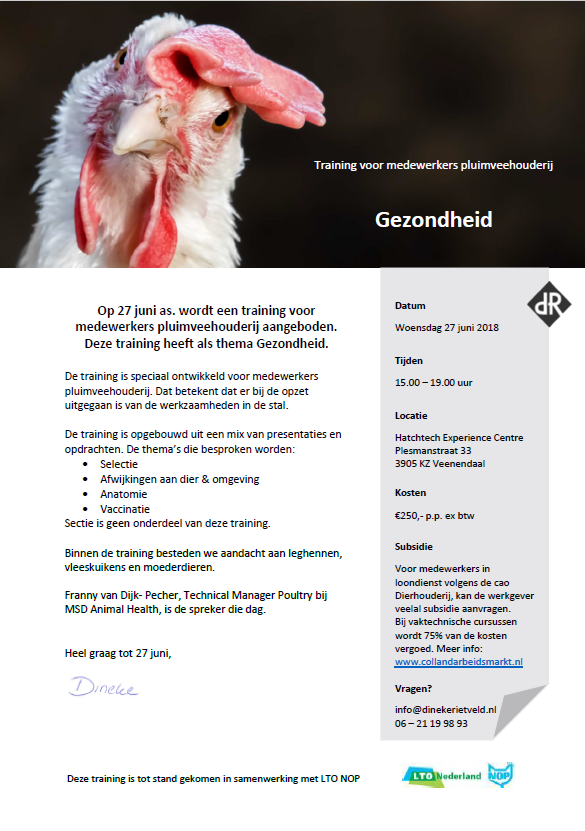 Flyer Training medewerkers pluimveehouderij Gezondheid