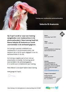 Hier staat een afbeelding van de flyer van de training Selectie en Anatomie.