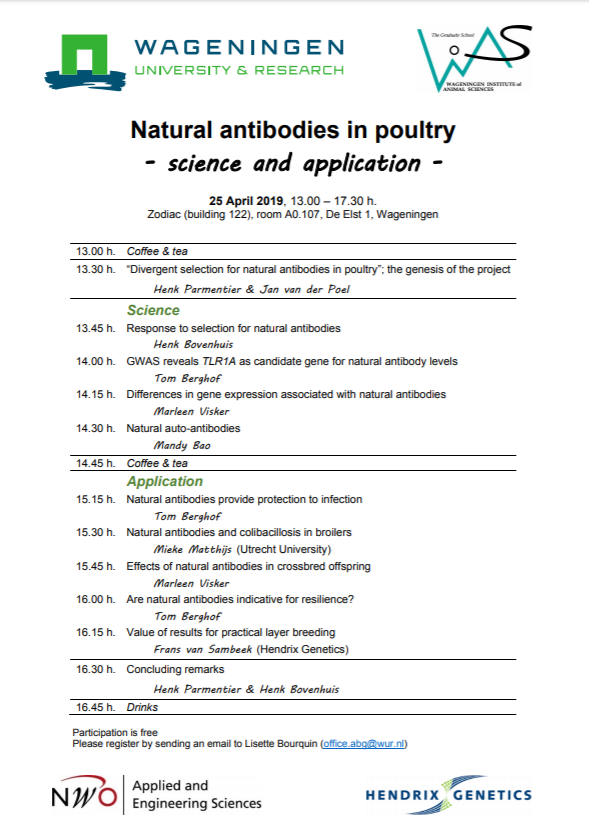 Programma Seminar Natrural Antibodies in Poultry